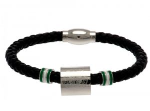 Celtic Stainless Steel Colour Ring Leather Bracelet