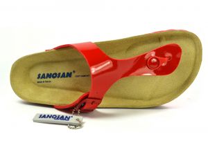 Sanosan Geneve Lacquered Red Womens Designer Thong Sandals