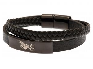 Liverpool Black Leather Bracelet