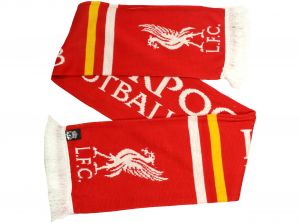 Liverpool Liverbird Red White Yellow Jacquard Knit Scarf