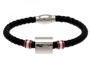 Liverpool Stainless Steel Colour Ring Leather Bracelet