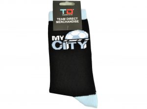 Team Direct Generic My City Black Sky Blue 8 to 11 UK Adult Socks