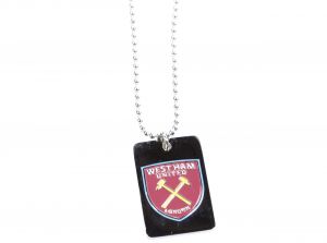 West Ham United FC Stainless Steel Enamel Crest Dog Tag and Chain