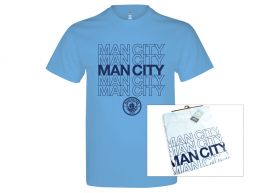 Man City Logo T Shirt Sky Blue Adults Retail Packaging