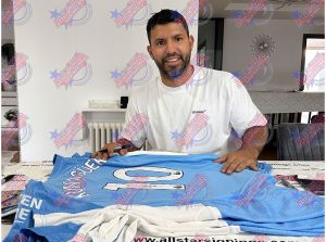 Man City Sergio Aguero and David Silva Signed Framed Football Shirts