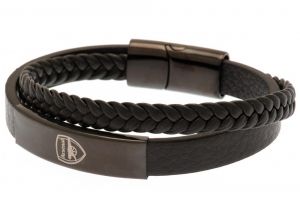 Arsenal Black Leather Bracelet