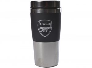 Arsenal Executive Handleless Metallic Travel Mug Black Silver