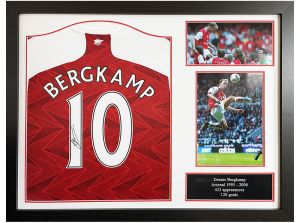 Arsenal FC Bergkamp Signed Framed Football Shirt
