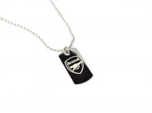 Arsenal Stainless Steel Engraved Crest Dog Tag and Chain