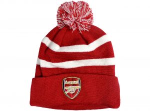 Arsenal Knitted Striped Bobble Hat Red White Youths