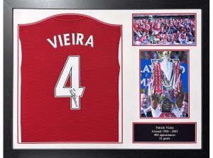 Arsenal Patrick Vieira Signed Framed Football Shirt