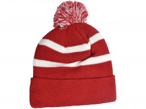 Arsenal Knitted Striped Bobble Hat Red White