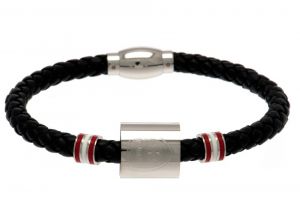 Arsenal Stainless Steel Colour Ring Leather Bracelet