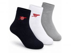 Arsenal Three Pack Socks 7 to 11 Black White Grey