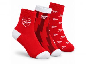 Arsenal Three Pack Socks 7 to 11 Pattern Socks Red White