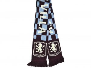 Aston Villa Checked Scarf Sky Claret