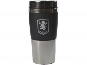 Aston Villa Executive Handleless Metallic Travel Mug Black Silver