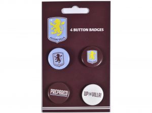 Aston Villa FC Four Pack Button Badges