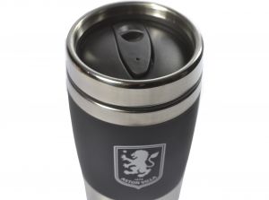 Aston Villa Executive Handleless Metallic Travel Mug Black Silver