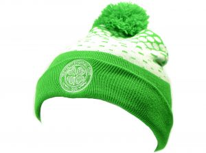 Celtic Fade Knitted Turn Up Bobble Hat Green