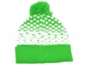 Celtic Fade Knitted Turn Up Bobble Hat Green