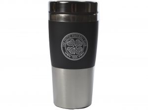 Celtic FC Executive Handleless Metallic Travel Mug Black Silver