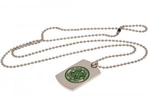 Celtic Stainless Steel Enamel Crest Crest Dog Tag and Chain
