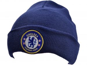 Chelsea Knitted Crest Turn Up Hat Navy Blue