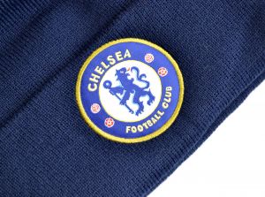 Chelsea Knitted Crest Turn Up Hat Navy Blue