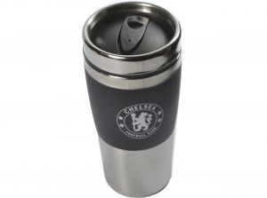 Chelsea FC Executive Handleless Metallic Travel Mug Black Silver