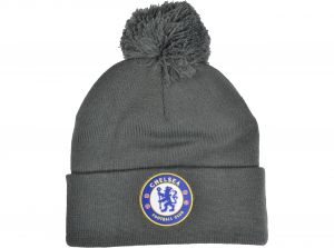 Chelsea Knitted Crest Dark Grey Bobble Hat