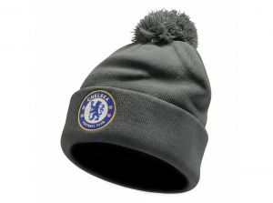 Chelsea Knitted Crest Dark Grey Bobble Hat