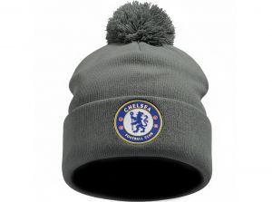 Chelsea Knitted Crest Dark Grey Bobble Hat
