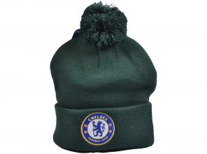Chelsea Knitted Crest Forest Green Bobble Hat