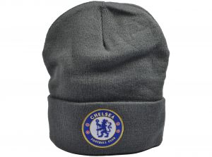 Chelsea Knitted Crest Turn Up Bronx Hat Dark Grey