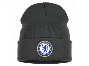 Chelsea Knitted Crest Turn Up Bronx Hat Dark Grey
