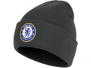 Chelsea Knitted Crest Turn Up Bronx Hat Dark Grey