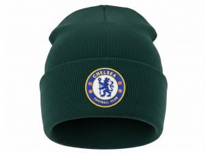 Chelsea Knitted Crest Turn Up Bronx Hat Forest Green