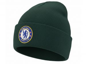 Chelsea Knitted Crest Turn Up Bronx Hat Forest Green