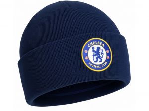 Chelsea Knitted Crest Turn Up Hat Navy Blue