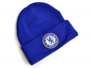Chelsea Knitted Crest Turn Up Hat Royal Blue
