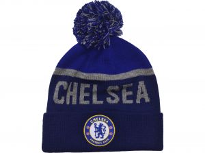 Chelsea Text Knitted Text Bobble Hat Navy Marl Royal