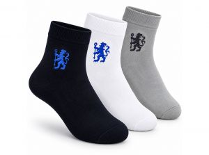 Chelsea Three Pack Socks 7 to 11 Socks Black White Grey
