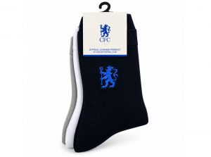 Chelsea Three Pack Socks 7 to 11 Socks Black White Grey
