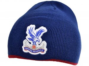 Crystal Palace Roll Down Knitted Beanie Hat Navy Red