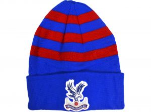 Crystal Palace Striped Beanie Knitted Turn Up Hat Royal Blue Red