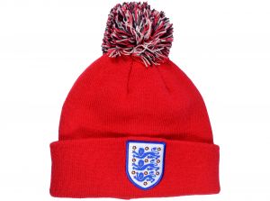 England Knitted Bobble Hat Red