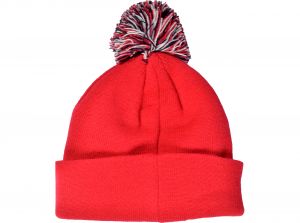 England Knitted Bobble Hat Red