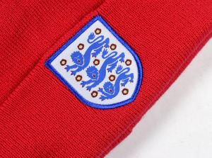 England Knitted Bobble Hat Red