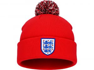 England Knitted Bobble Hat Red